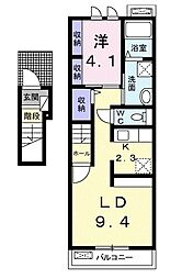 ラブリーB 1LDKの間取図画像