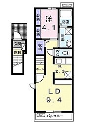 ラブリーB 1LDKの間取図画像