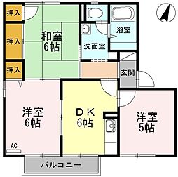 フレグランス上ノ山B 3DKの間取図画像