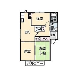 メゾンリブラB 3DKの間取図画像