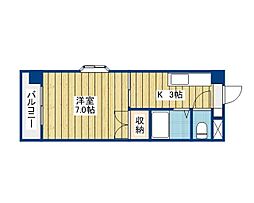 レジデンスヨコオ 1Kの間取図画像