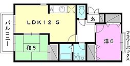 メルヴェーユ・シェソワB 2LDKの間取図画像