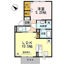 セジュール上ノ山2 1LDKの間取図画像