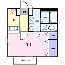 アヴェニュー・馬越 1Kの間取図画像