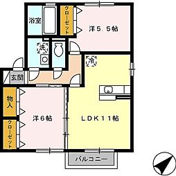 ベル・ドゥ・ジュールC 2LDKの間取図画像