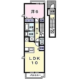 グランデK2D 1LDKの間取図画像