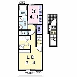 ドリーム北高下B 1LDKの間取図画像