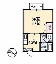 メイプルハイツ 1Kの間取図画像
