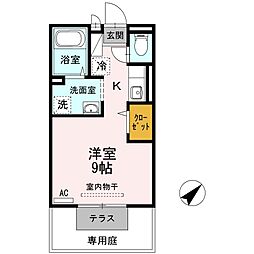 セジュール日浅 ワンルームの間取図画像