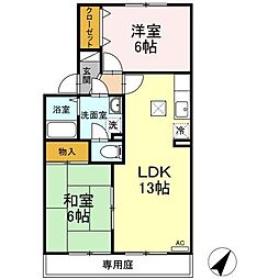 バロンコートA 2LDKの間取図画像