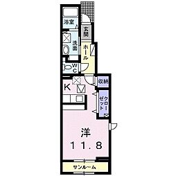 メゾン・ド・クレスト2 ワンルームの間取図画像