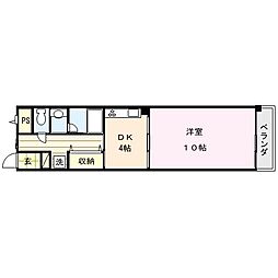 ラ・コーベル2 1DKの間取図画像