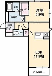 ベレオ高橋 1LDKの間取図画像