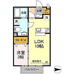 エスポワールあかさき 1LDKの間取図画像