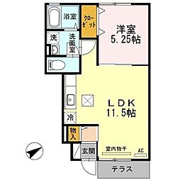 ドゥ・キーマ 1LDKの間取図画像