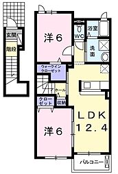 アクア・クレメント五番館 2LDKの間取図画像