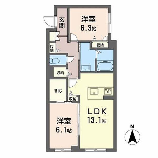 アランチアS 103｜愛媛県松山市西石井2丁目(賃貸マンション2LDK・1階・64.43㎡)の写真 その3