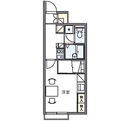 レオパレス柚壽之木 1Kの間取図画像