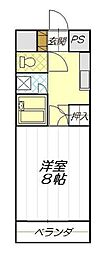 エコール久米 1Kの間取図画像