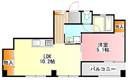 日野スカイマンション 1LDKの間取図画像
