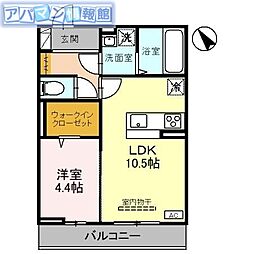 Aoyama New Palace 2階1LDKの間取り