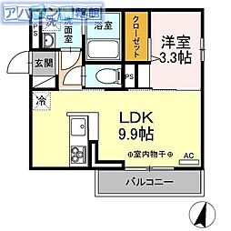 アルタイル 2階1LDKの間取り