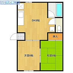 青山ヴィレッジ 2DKの間取図画像