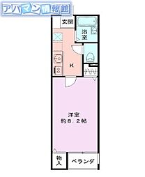 ウイング 1Kの間取図画像