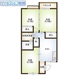 イオボヌール内野 3DKの間取図画像