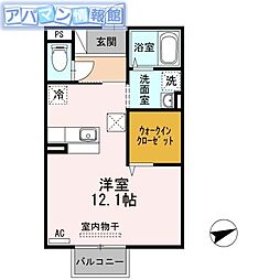 セゾンB ワンルームの間取図画像