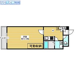 リベルテ白鳥 1Kの間取図画像