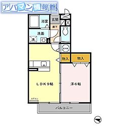 プレズント 1LDKの間取図画像