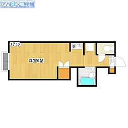 オッキー ワンルームの間取図画像