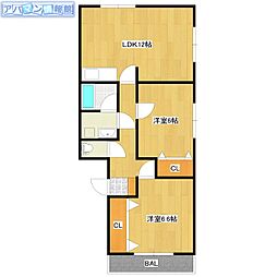 ベルローズ 2LDKの間取図画像