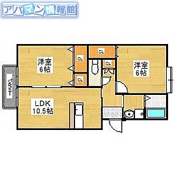 シュペルノーヴァB 2LDKの間取図画像