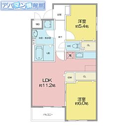 セカンドステージZERO 2LDKの間取図画像