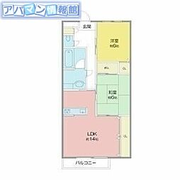コーポ・ウイング 2LDKの間取図画像
