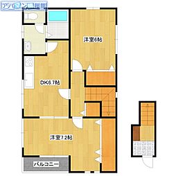 サン・ホワイト2 2DKの間取図画像