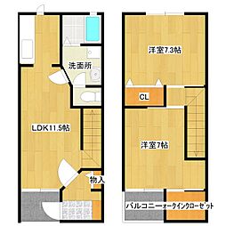 ボヌール・ナルミB棟 2LDKの間取図画像