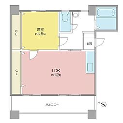 川崎ビル 1LDKの間取図画像