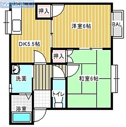 サンライズタウンC 2DKの間取図画像
