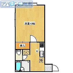 コーポきはら2 1Kの間取図画像