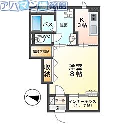 新潟市秋葉区中野新築アパート 1Kの間取図画像