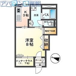 新潟市秋葉区中野新築アパート 1Kの間取図画像