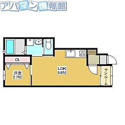 ラソールB 1LDKの間取図画像