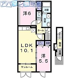 ムーランゼ1 2LDKの間取図画像