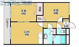 アルエット 2LDKの間取図画像