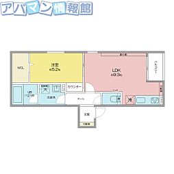 LUNAレジデンス亀田駅前 1LDKの間取図画像