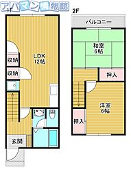タウンハウスヨコタA 2LDKの間取図画像