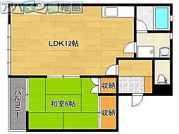 サクスィートトオヤマB館 1LDKの間取図画像